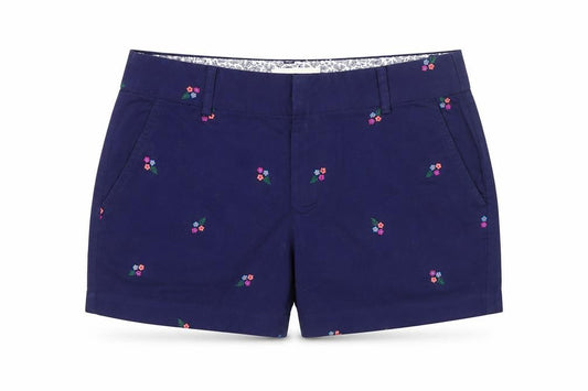 Cynthia Rowley Women’s Blue Embroidered Floral Chino Shorts UK 6