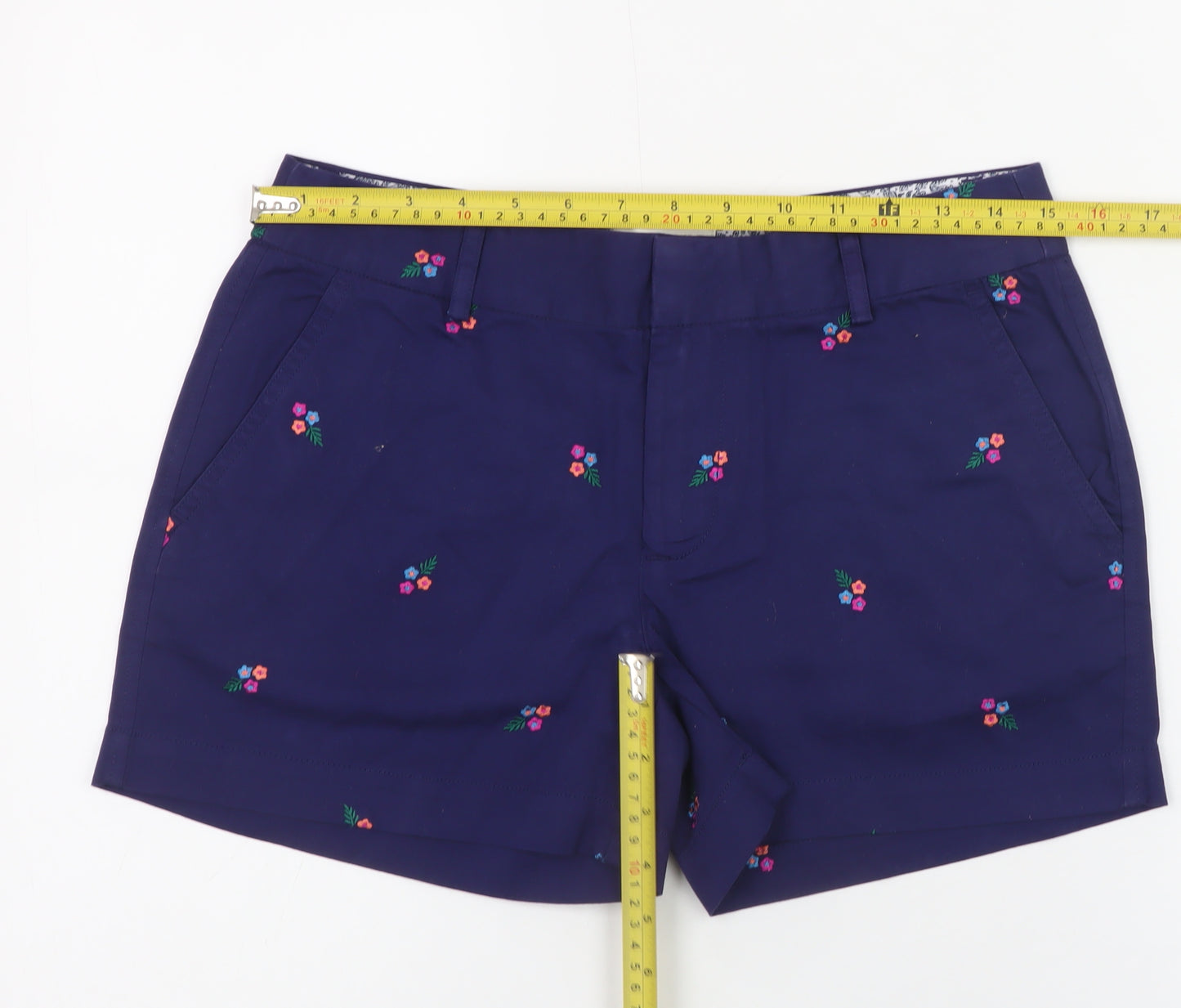 Cynthia Rowley Women’s Blue Embroidered Floral Chino Shorts UK 6
