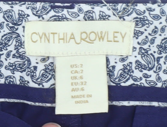 Cynthia Rowley Women’s Blue Embroidered Floral Chino Shorts UK 6