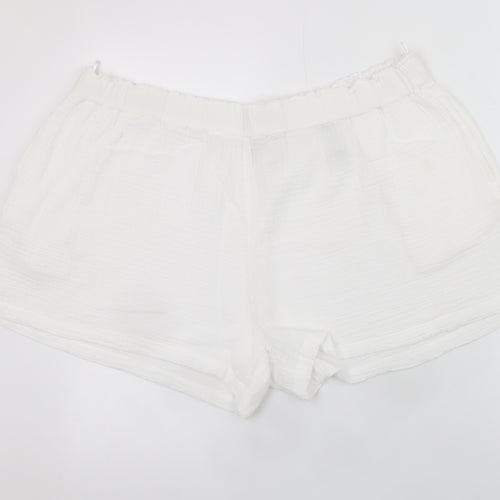 Marks and Spencer Women White Cotton Relaxed Shorts Size 22