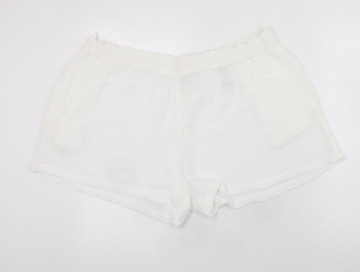 Marks and Spencer Women White Cotton Relaxed Shorts Size 22