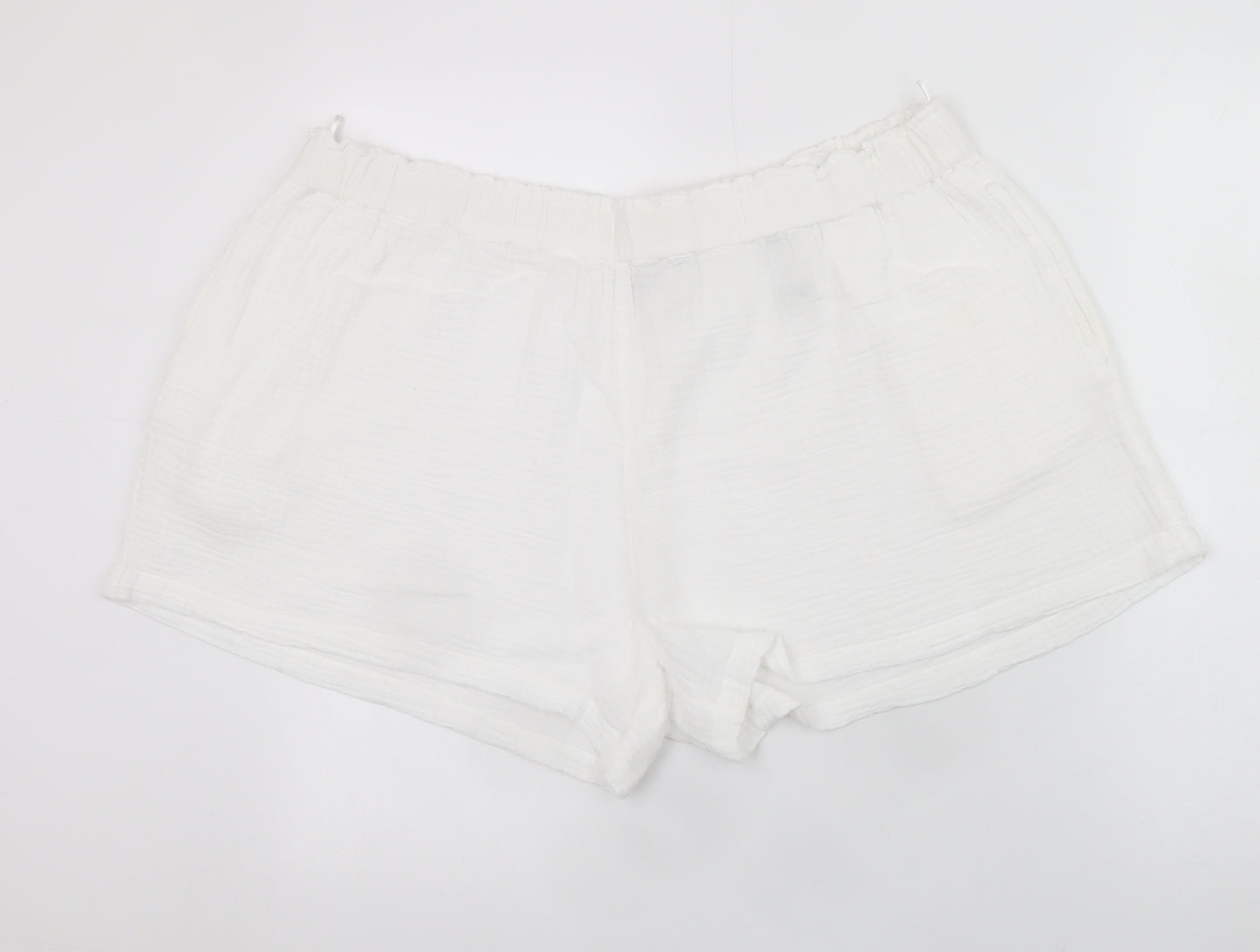 Marks and Spencer Women White Cotton Relaxed Shorts Size 22