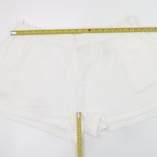 Marks and Spencer Women White Cotton Relaxed Shorts Size 22