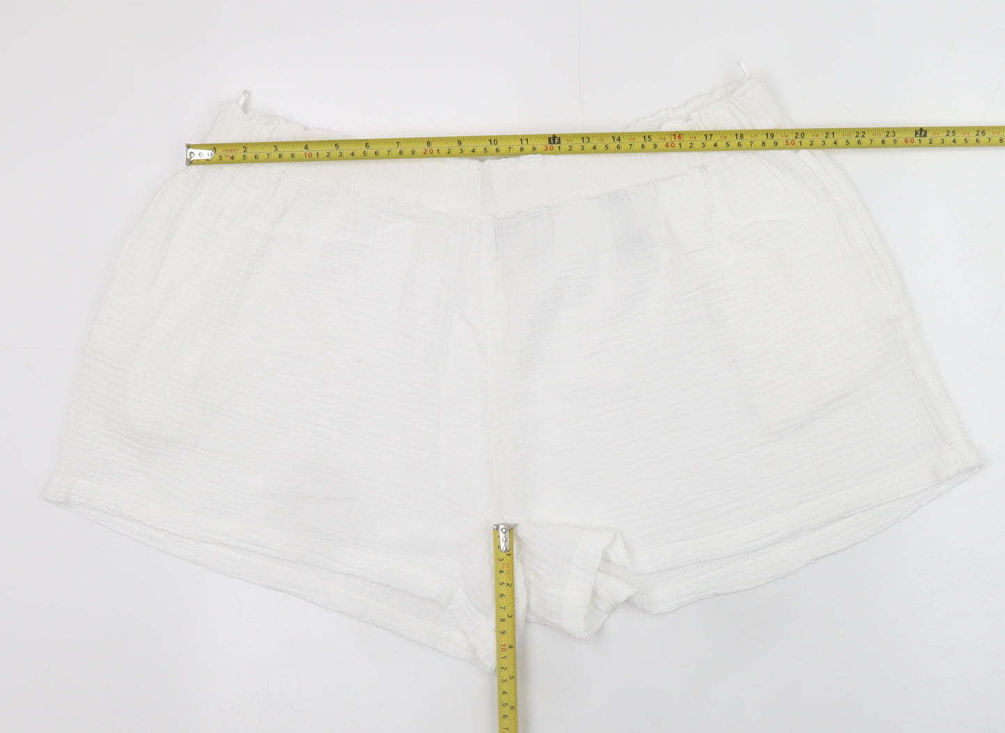 Marks and Spencer Women White Cotton Relaxed Shorts Size 22