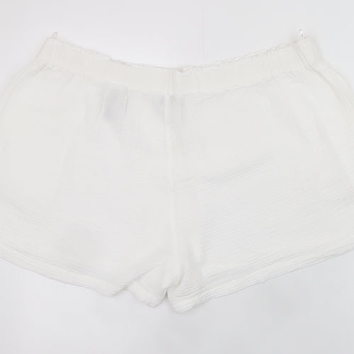 Marks and Spencer Women White Cotton Relaxed Shorts Size 22