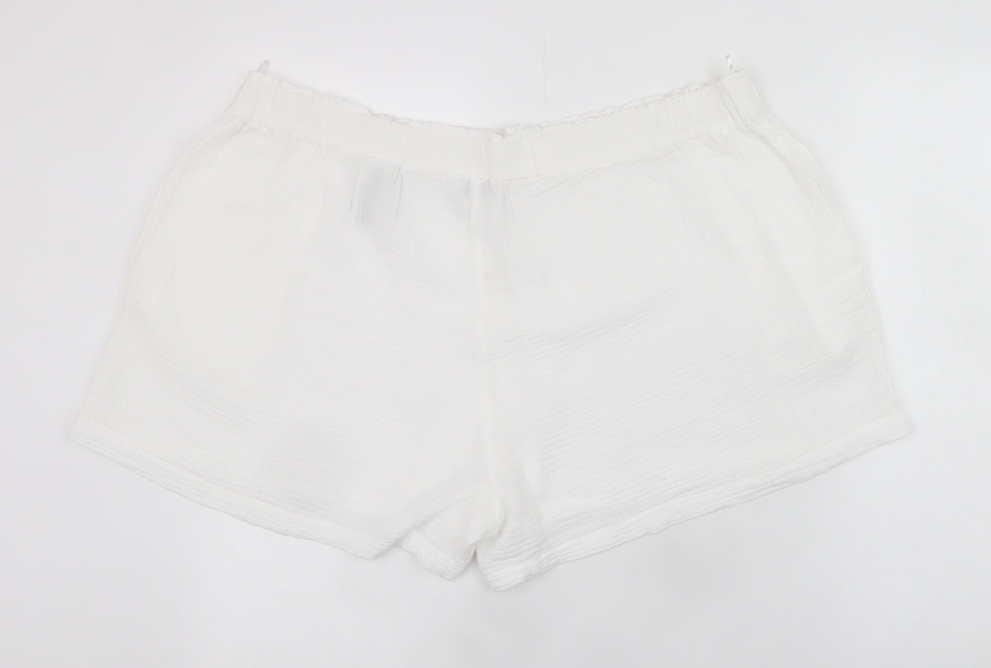 Marks and Spencer Women White Cotton Relaxed Shorts Size 22