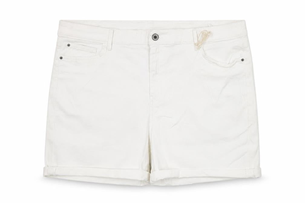 Marks and Spencer Women's White Chino Shorts Size 22 Stretch Cotton Blend