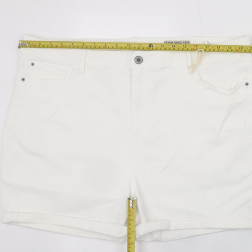Marks and Spencer Women's White Chino Shorts Size 22 Stretch Cotton Blend