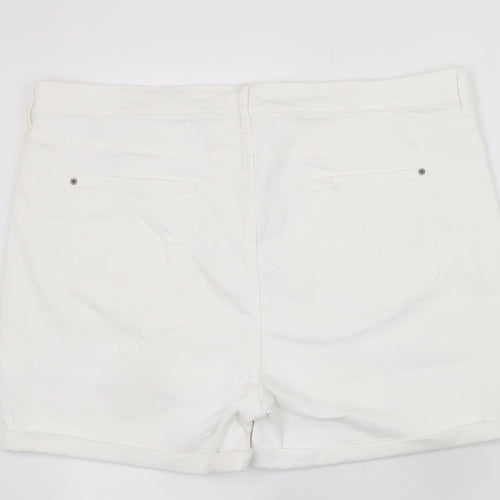 Marks and Spencer Women's White Chino Shorts Size 22 Stretch Cotton Blend