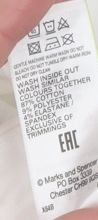 Marks and Spencer Women's White Chino Shorts Size 22 Stretch Cotton Blend