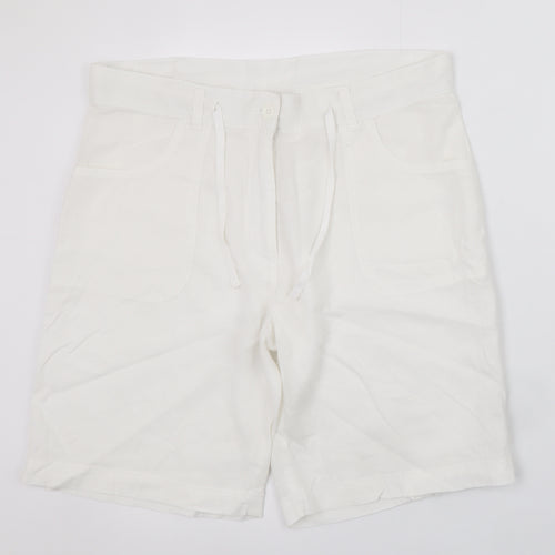 Avenue Women’s White Linen Blend Chino Shorts Size 12