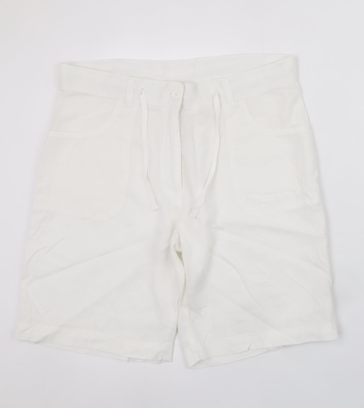 Avenue Women’s White Linen Blend Chino Shorts Size 12