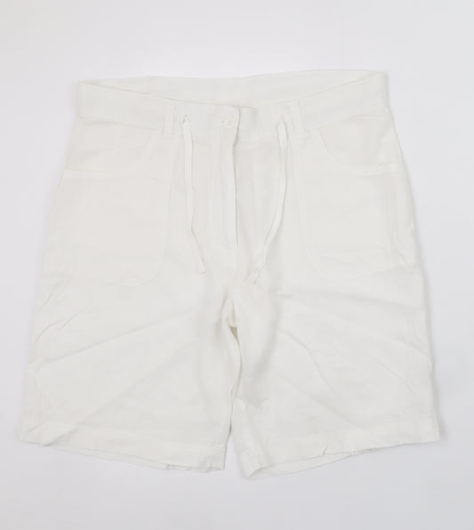 Avenue Women’s White Linen Blend Chino Shorts Size 12