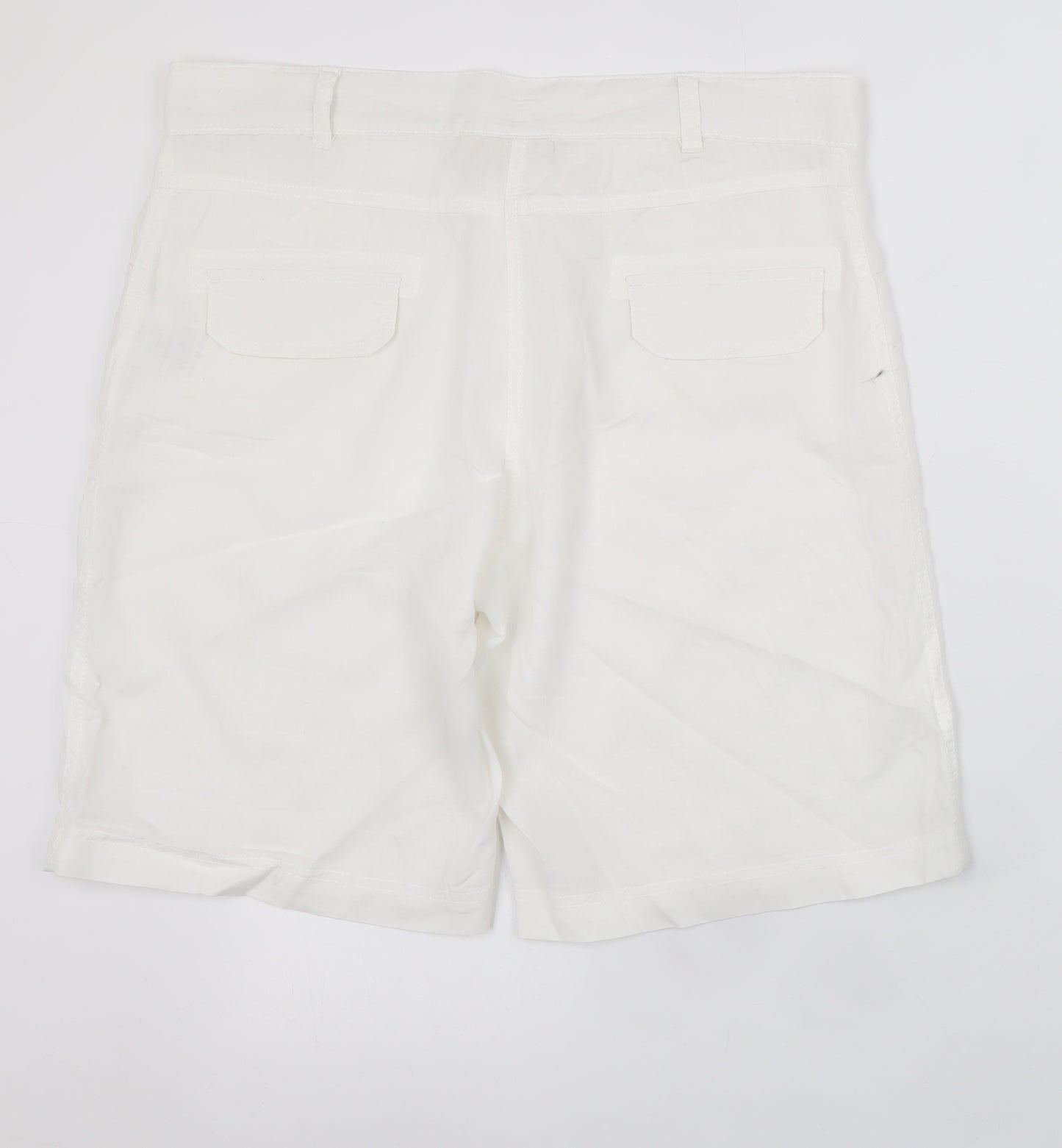 Avenue Women’s White Linen Blend Chino Shorts Size 12