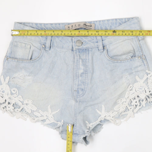 Denim Co Women’s Light Blue Lace Trim Denim Hot Pants Shorts Size 10
