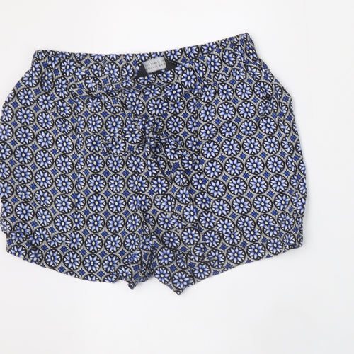 Dorothy Perkins Women Blue Geometric Viscose Paperbag Shorts Size 6