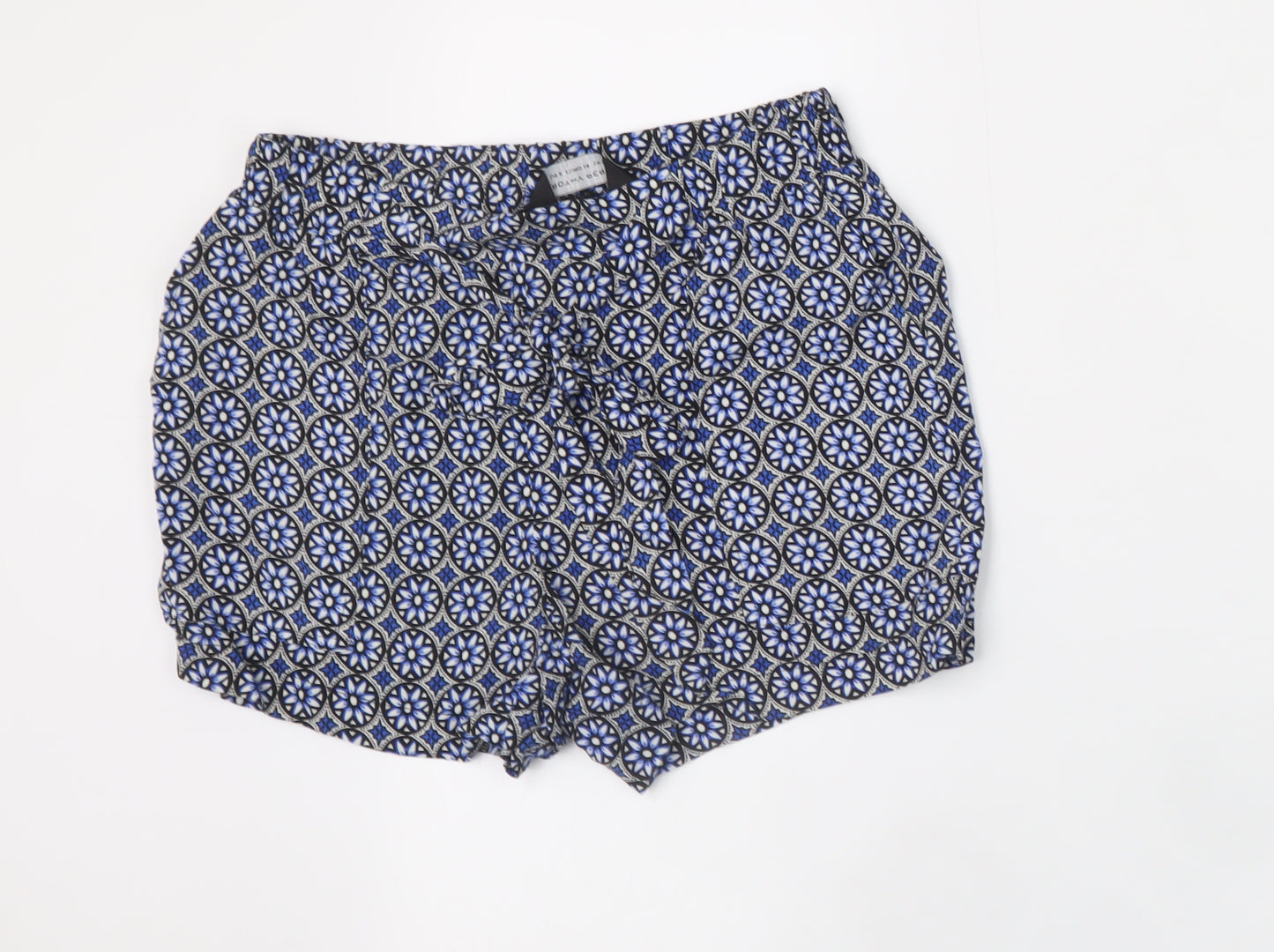 Dorothy Perkins Women Blue Geometric Viscose Paperbag Shorts Size 6