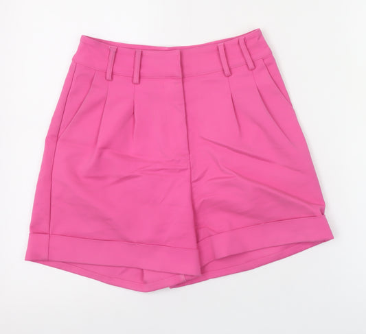 Warehouse Women’s Pink Chino Shorts UK 8 Pleated High Waist