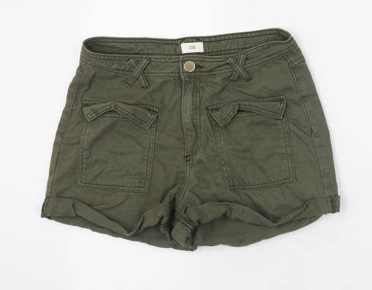 River Island Women’s Green Cargo Shorts Size 12 Cotton Twill