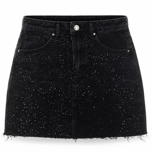 Denim Co. Womens Black Studded A-Line Denim Skirt Size 6