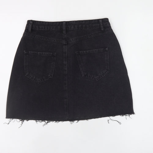 Denim Co. Womens Black Studded A-Line Denim Skirt Size 6