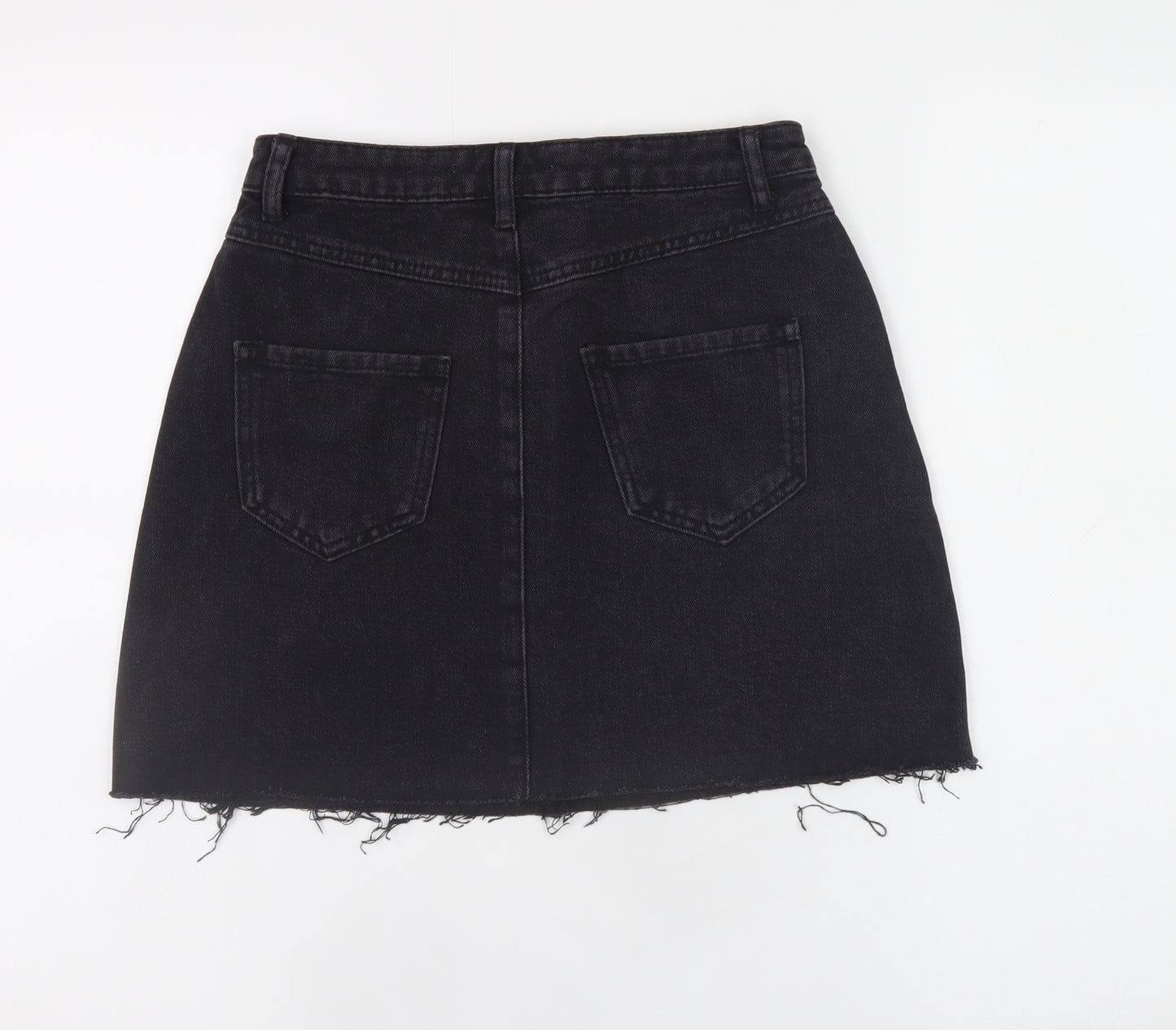 Denim Co. Womens Black Studded A-Line Denim Skirt Size 6