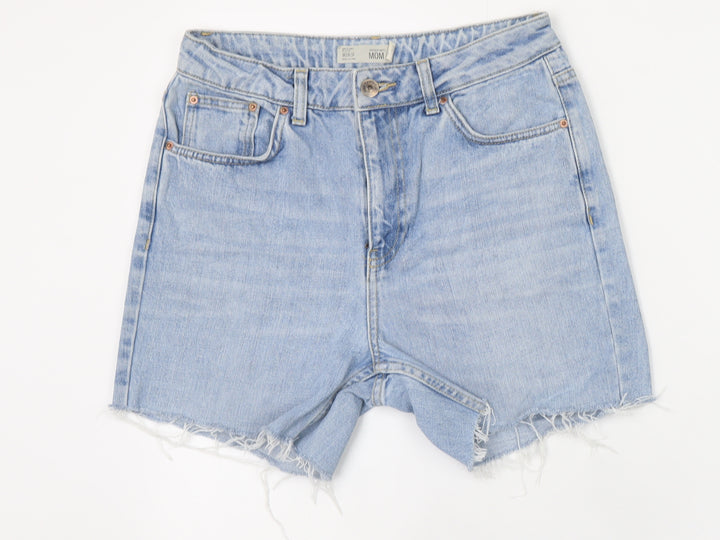 Topshop Moto Blue Denim High Rise Shorts W28 - Unisex Casual Retro