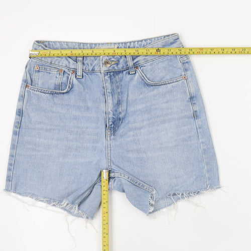 Topshop Moto Blue Denim High Rise Shorts W28 - Unisex Casual Retro