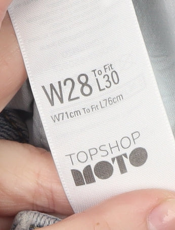 Topshop Moto Blue Denim High Rise Shorts W28 - Unisex Casual Retro