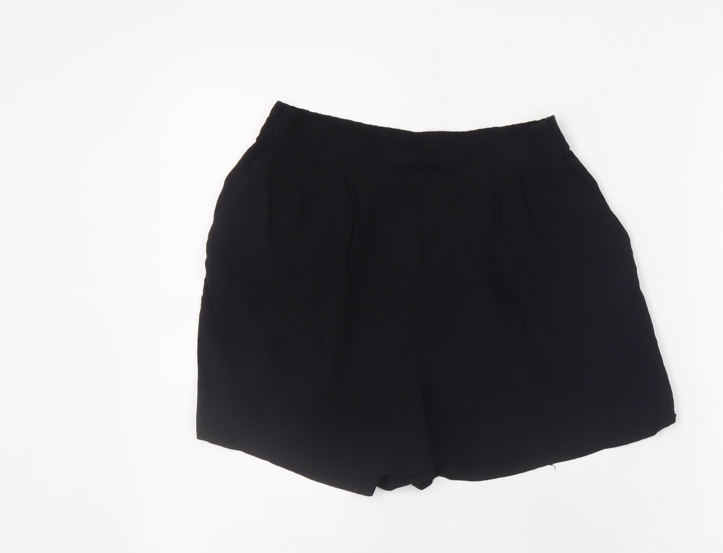 H&M Women Black Viscose Shorts Size 6 High Waist Relaxed Fit