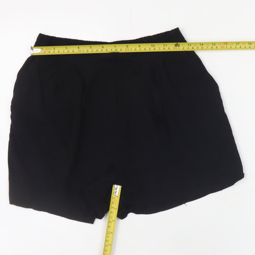 H&M Women Black Viscose Shorts Size 6 High Waist Relaxed Fit