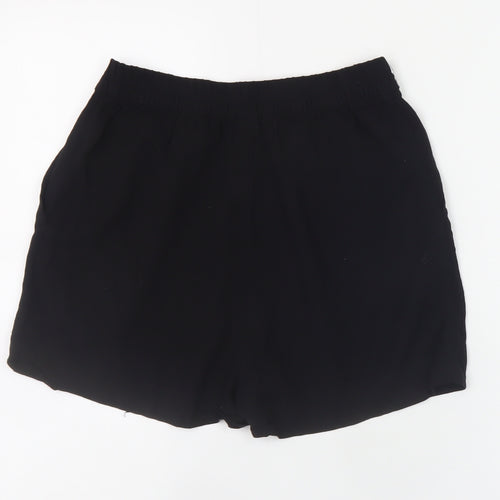 H&M Women Black Viscose Shorts Size 6 High Waist Relaxed Fit