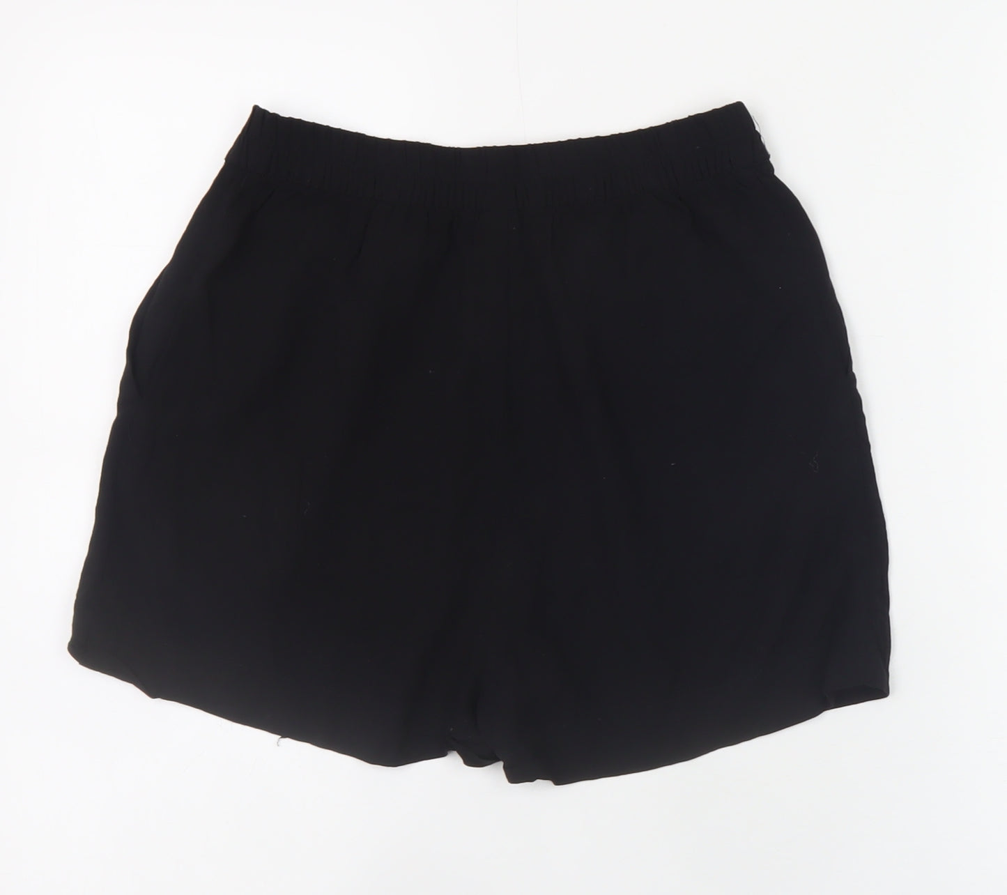 H&M Women Black Viscose Shorts Size 6 High Waist Relaxed Fit