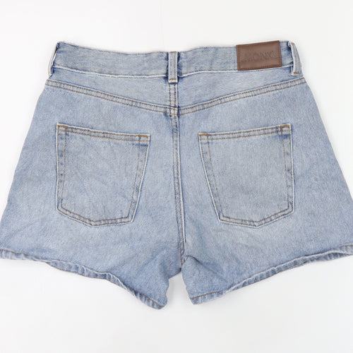 Monki Women’s Blue Denim Mom Shorts Size 8 High Rise Distressed