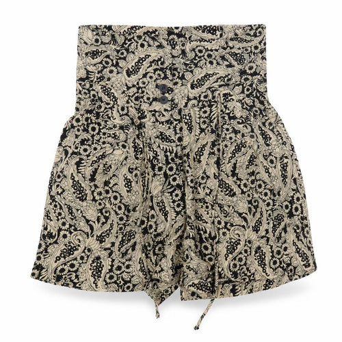 Zara Woman Black Floral High Waist Paperbag Shorts XS