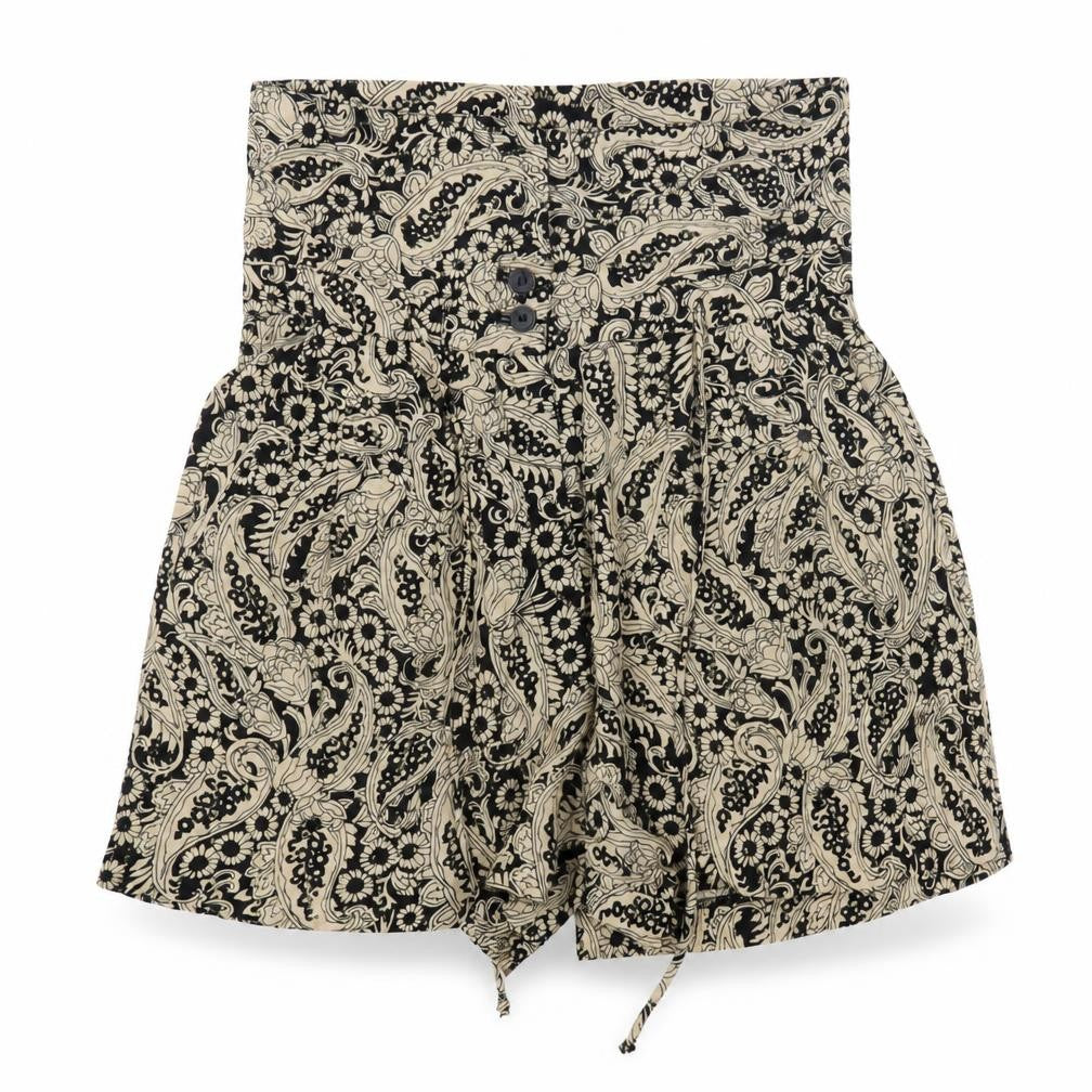 Zara Woman Black Floral High Waist Paperbag Shorts XS