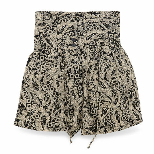 Zara Woman Black Floral High Waist Paperbag Shorts XS