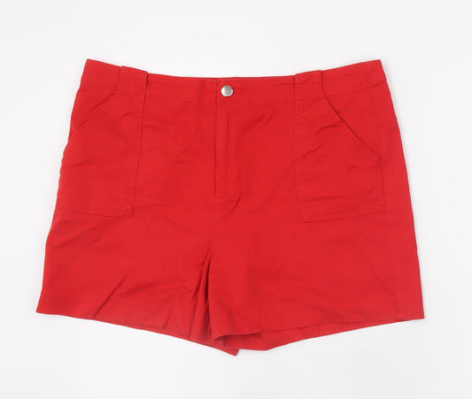 F&F Women's Red Chino Shorts Size 16 Cotton Twill Summer Casual