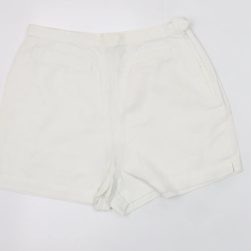 Berkertex Women White Chino Shorts Size 14 High Rise Lightweight