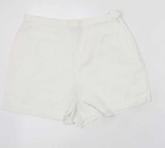 Berkertex Women White Chino Shorts Size 14 High Rise Lightweight