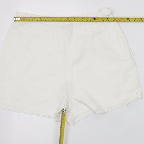 Berkertex Women White Chino Shorts Size 14 High Rise Lightweight