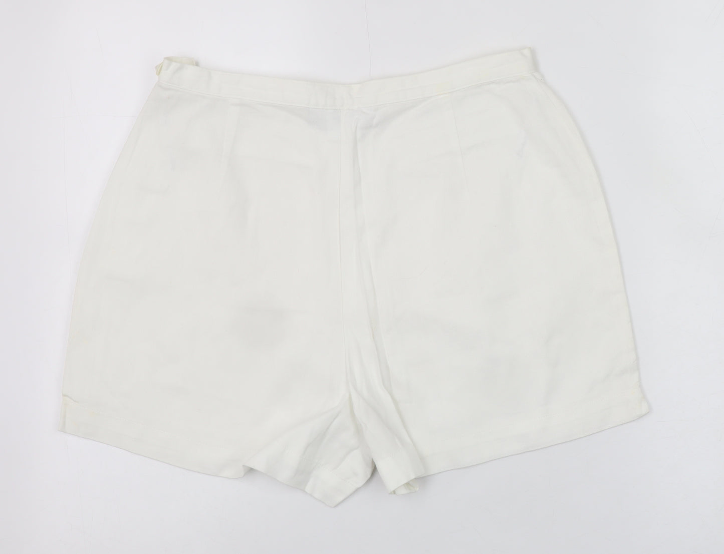 Berkertex Women White Chino Shorts Size 14 High Rise Lightweight