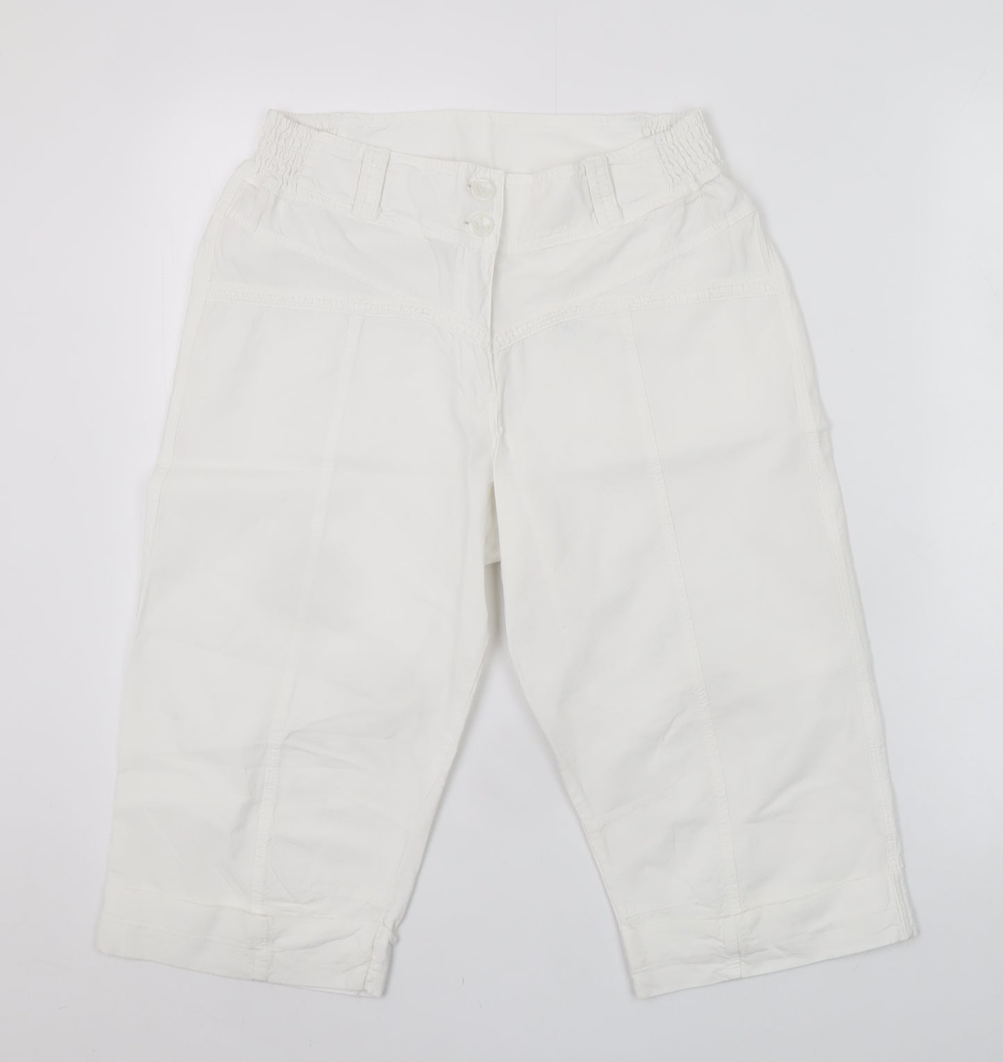La Cotonnière Women White L Cargo Cotton Shorts