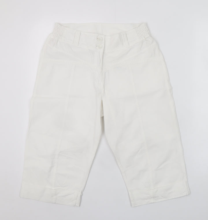 La Cotonnière Women White L Cargo Cotton Shorts