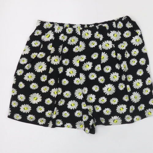 ASOS Womens Black Floral Daisy Print Viscose Relaxed Shorts Size 8