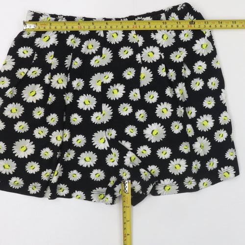 ASOS Womens Black Floral Daisy Print Viscose Relaxed Shorts Size 8