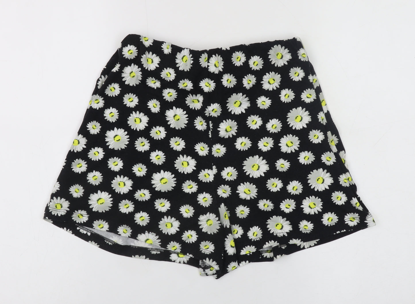 ASOS Womens Black Floral Daisy Print Viscose Relaxed Shorts Size 8