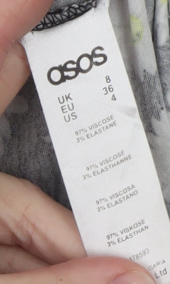 ASOS Womens Black Floral Daisy Print Viscose Relaxed Shorts Size 8