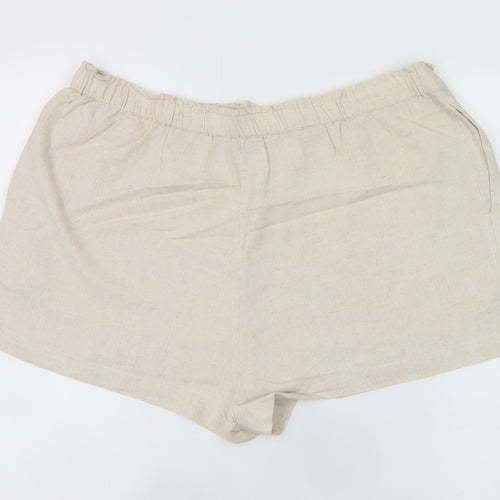 New Look Women Beige Linen Blend Casual Shorts Size 18