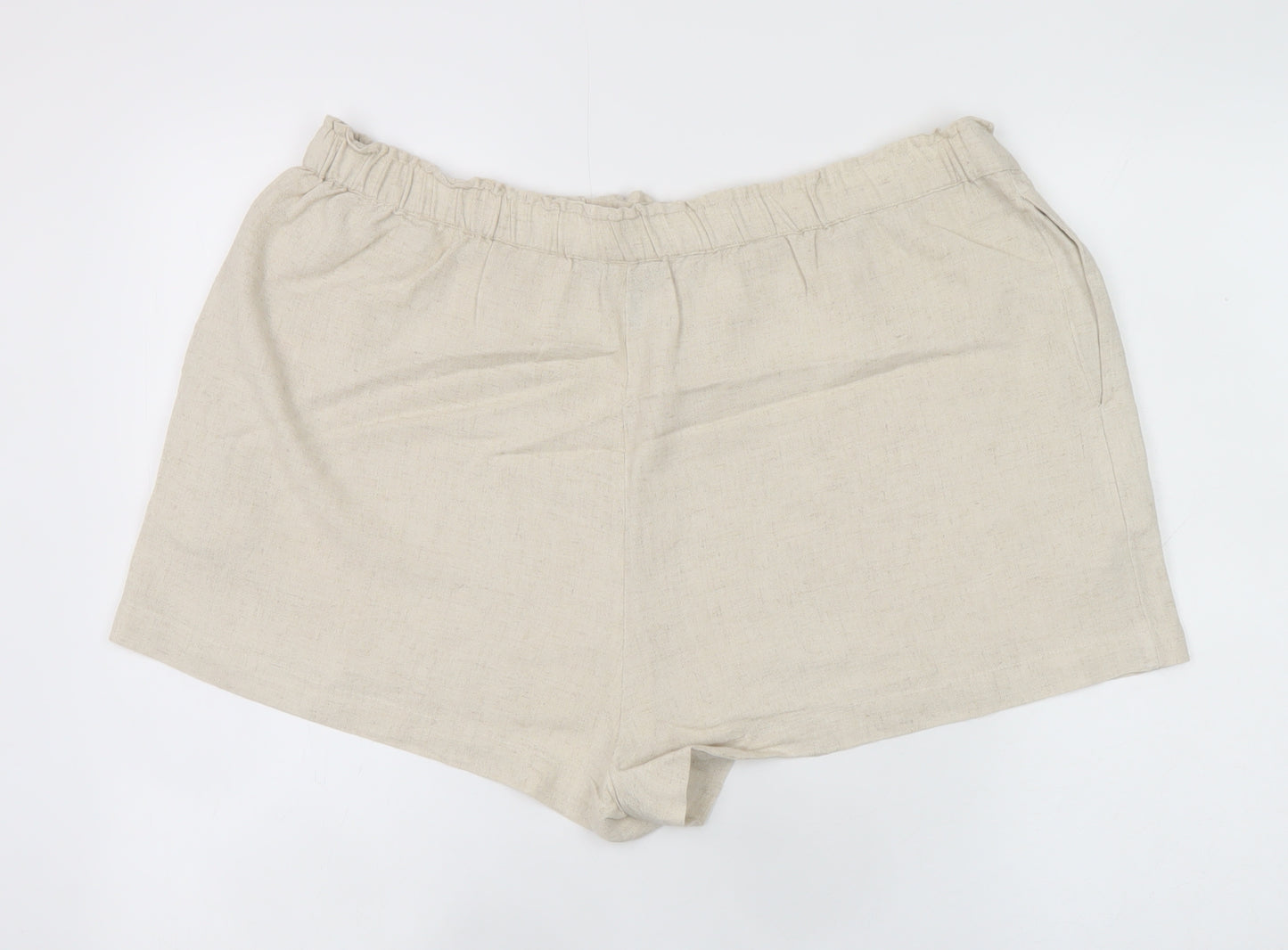 New Look Women Beige Linen Blend Casual Shorts Size 18